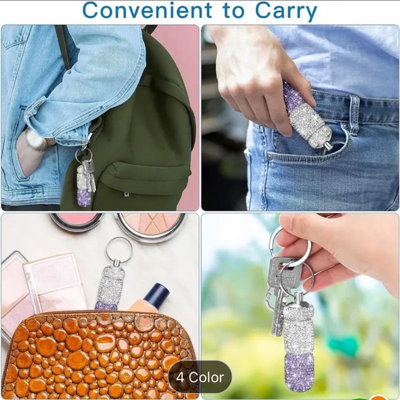 Portable Bling Keychain Pill Box 2 Compartments Small Travel Pill Case - Picture 8 of 10